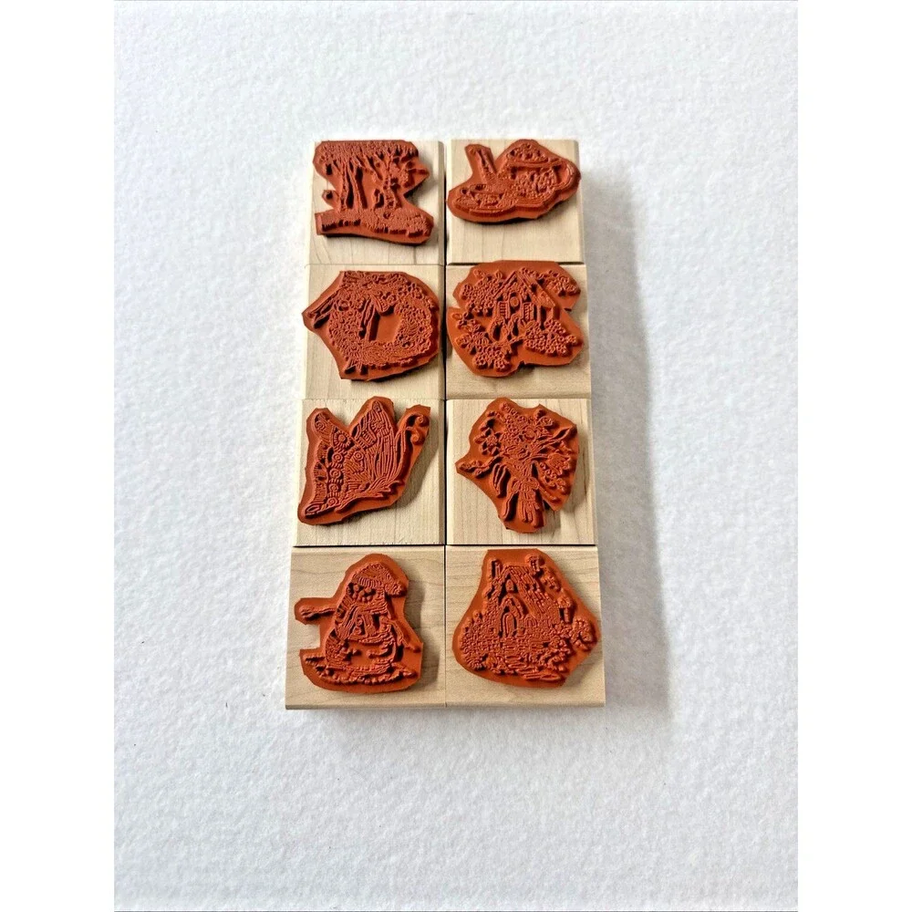 Stampin' Up! Portfolio Collection 1997 Set 8 Wood Mount Rubber Stamps Cottage